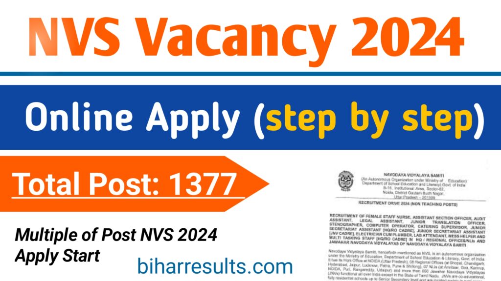 NVS Vacancy 2024 Notification Out –1377 Posts, Step-by-Step