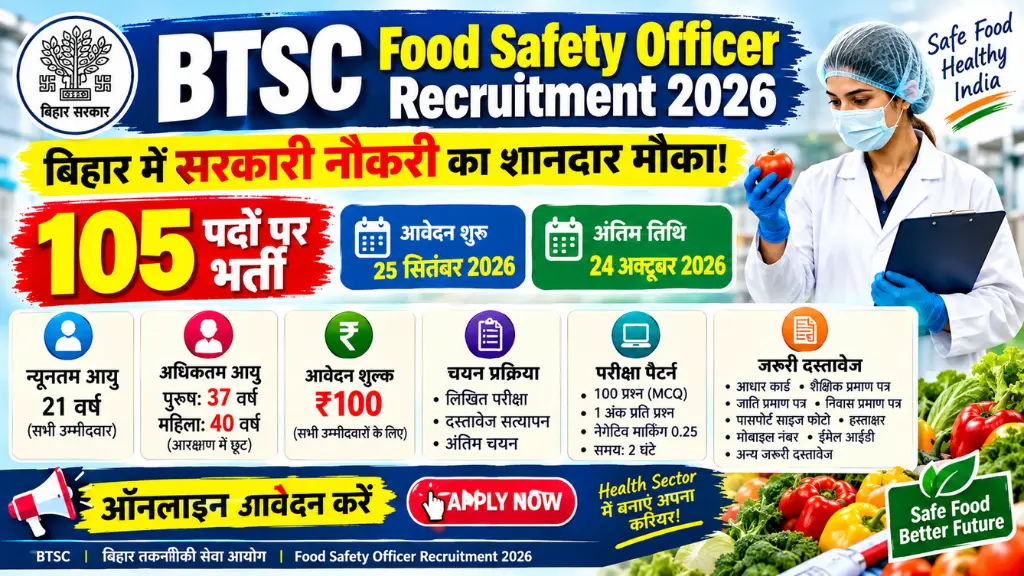 BTSC Food Safety Officer Recruitment 2026 
