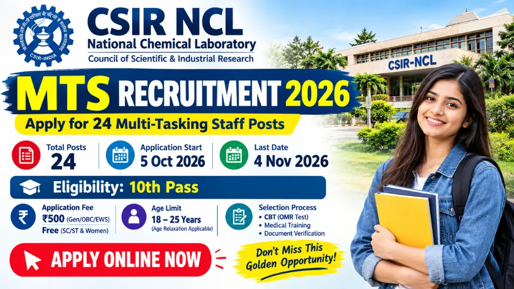 CSIR NCL MTS Recruitment 2026